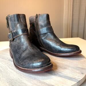 Bed Stu Becca Distressed Women's Leather Ankle Boots Buckle Zip Vibram Size 7